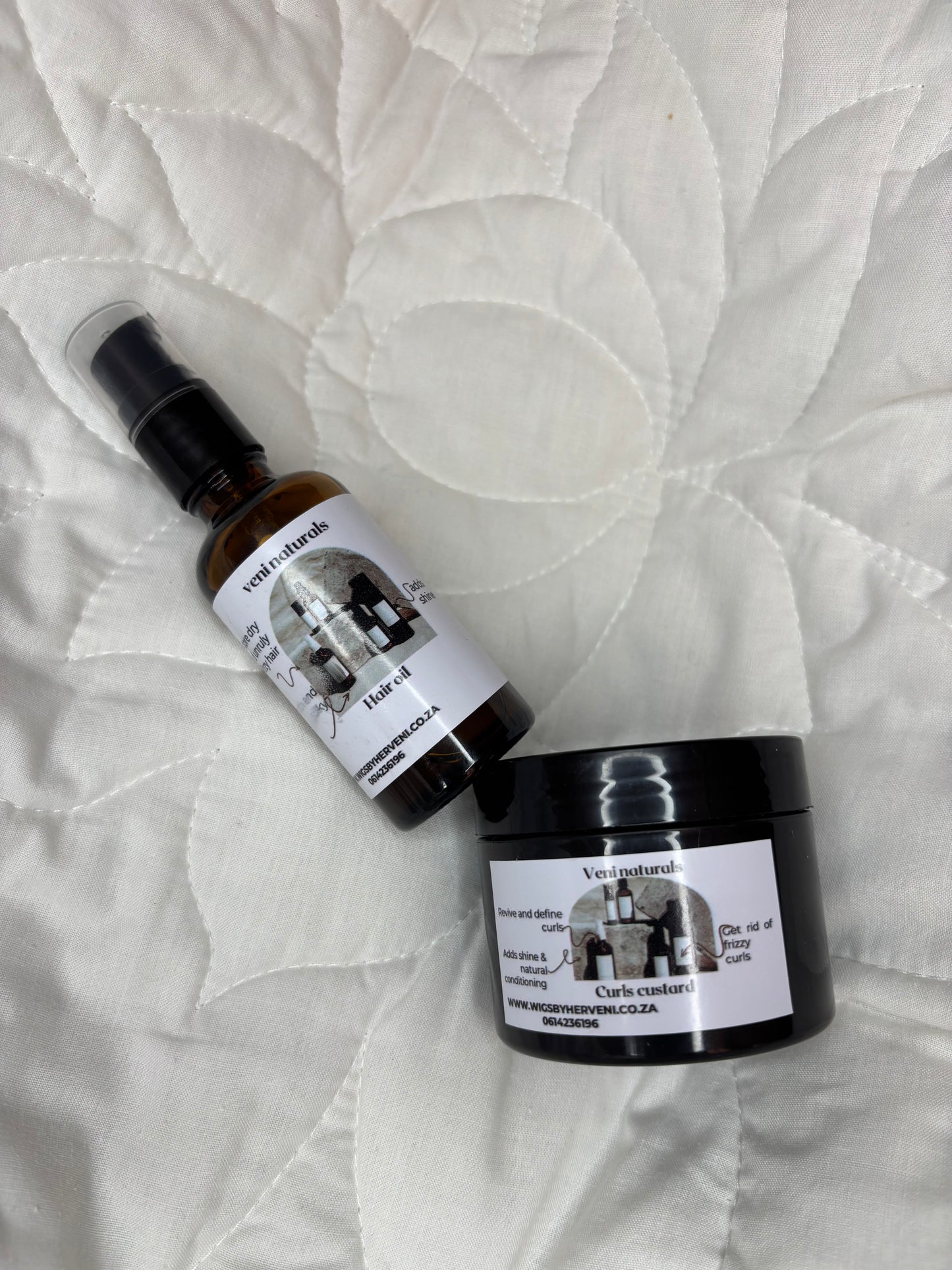 Hair oil + curly custard